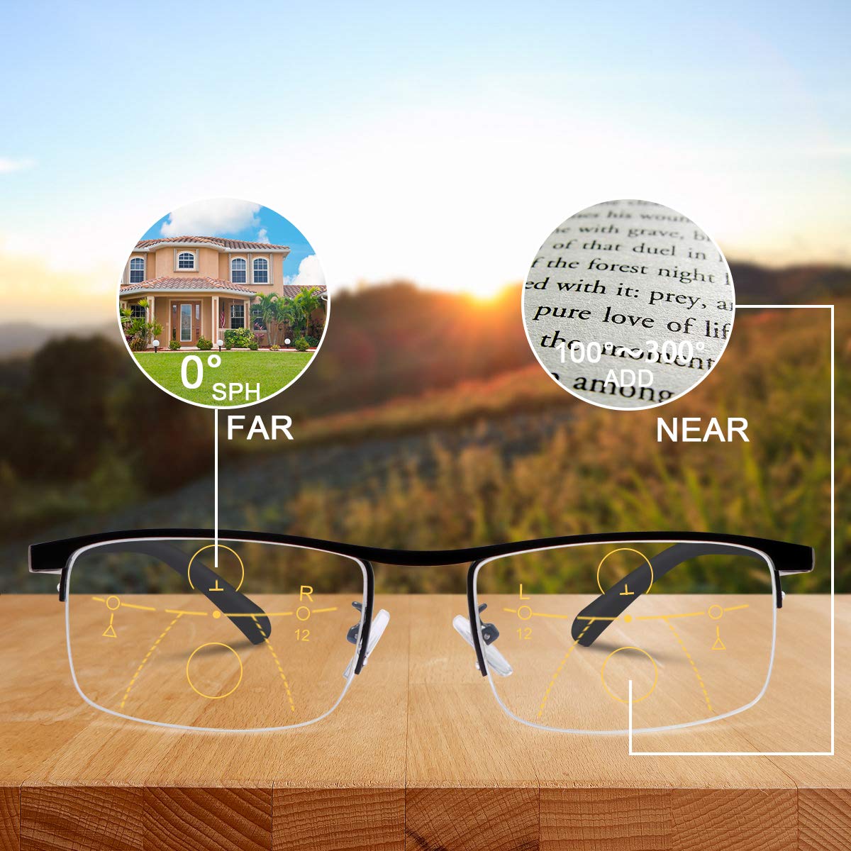 Glosrity Titanium progressive far and near dual-use reading glasses
